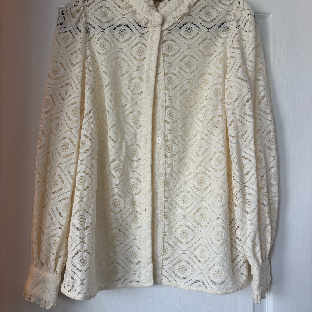 Elegant Cream Lace Women's Top